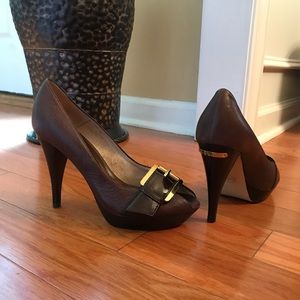 Michael Kors MK Leather Brown Heels